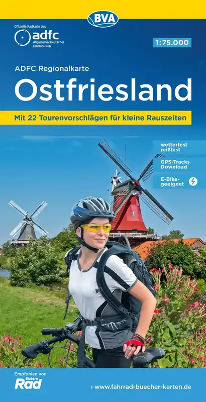 BVA BikeMedia ADFC-Regionalkarte Ostfriesland - 1 75.000 Ausverkauf