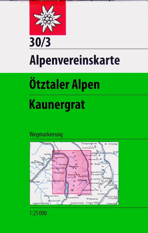 DAV AV-Karte 30/3 - Ötztaler Alpen, Kaunergrat Nur Heute