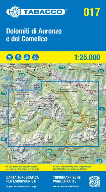 Tabacco WK 17 Dolomiti Auronzo 25T. Neu Im Sortiment