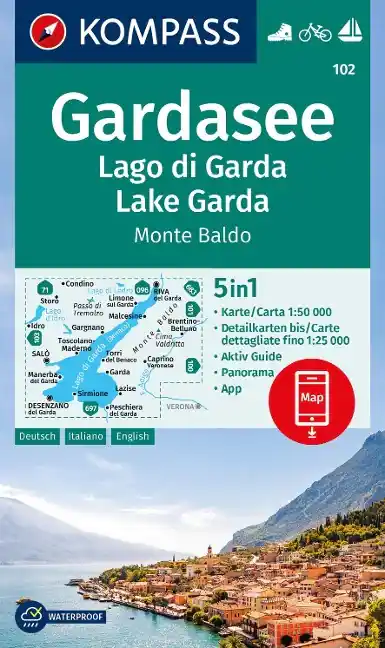 Kompass-Verlag Wanderkarte 102 - Gardasee, Lago di Garda, Lake Garda, Monte Baldo Sonderaktion