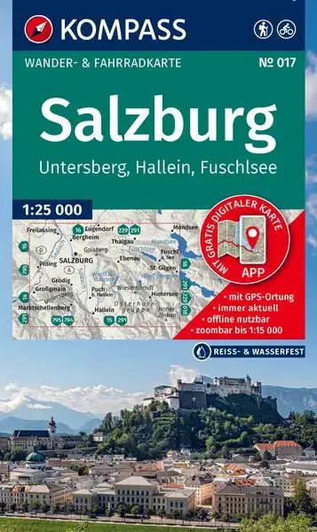 Schnäppchen Kompass-Verlag Wanderkarte Salzburg, Untersberg, Hallein, Fuschlsee