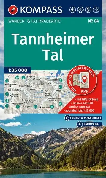 Kompass-Verlag Wanderkarte 04 Tannheimer Tal Abverkauf
