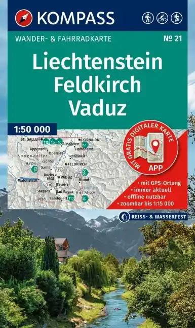 Kompass-Verlag WK 21 Liechtenstein, Feldkirch, Vaduz Markenprodukt