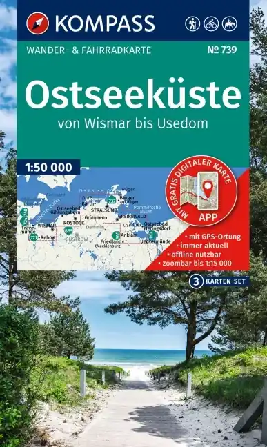 Top-Seller Kompass-Verlag WK 739 Ostseeküste von Wismar bis Usedom